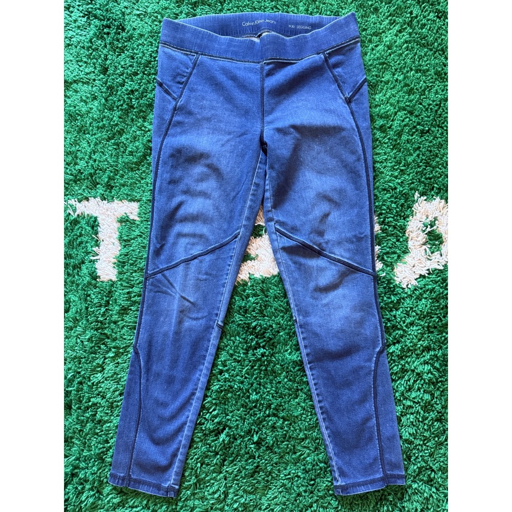 Calvin Klein Jeans Leggings Womens 30 Blue Excellent Stretch Denim Moto Seam